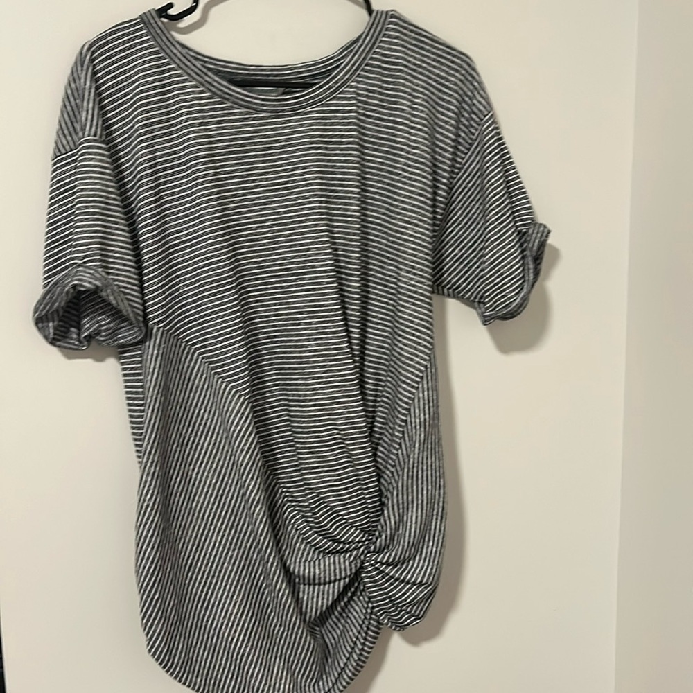 Sundance 70% Cotton 30% Linen Ashlyn Striped Short Sleeve T-Shirt Size Small